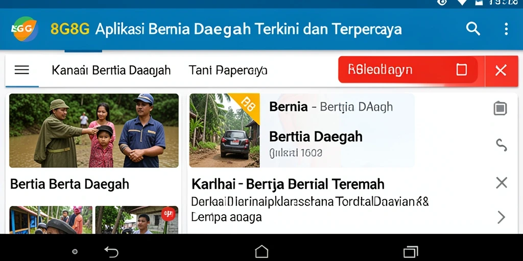 Tampilan utama aplikasi 8G8G dengan berita terbaru dan fitur menarik.