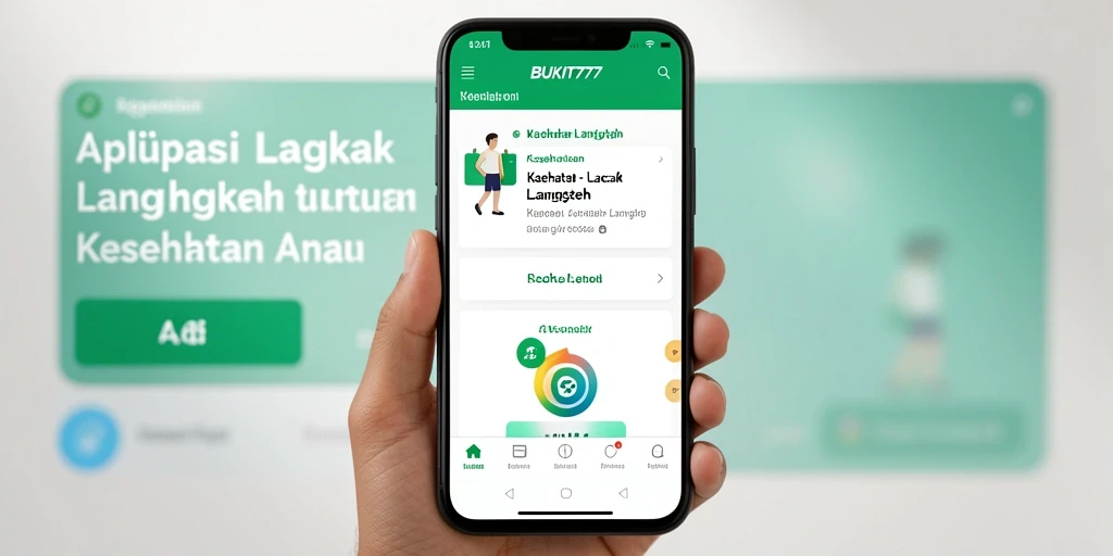 Antarmuka aplikasi BUKIT777 untuk pelacakan langkah yang intuitif.