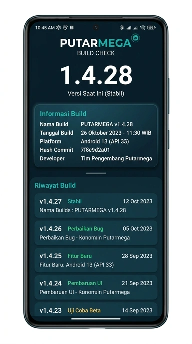 Riwayat Versi Aplikasi putarmega untuk Android